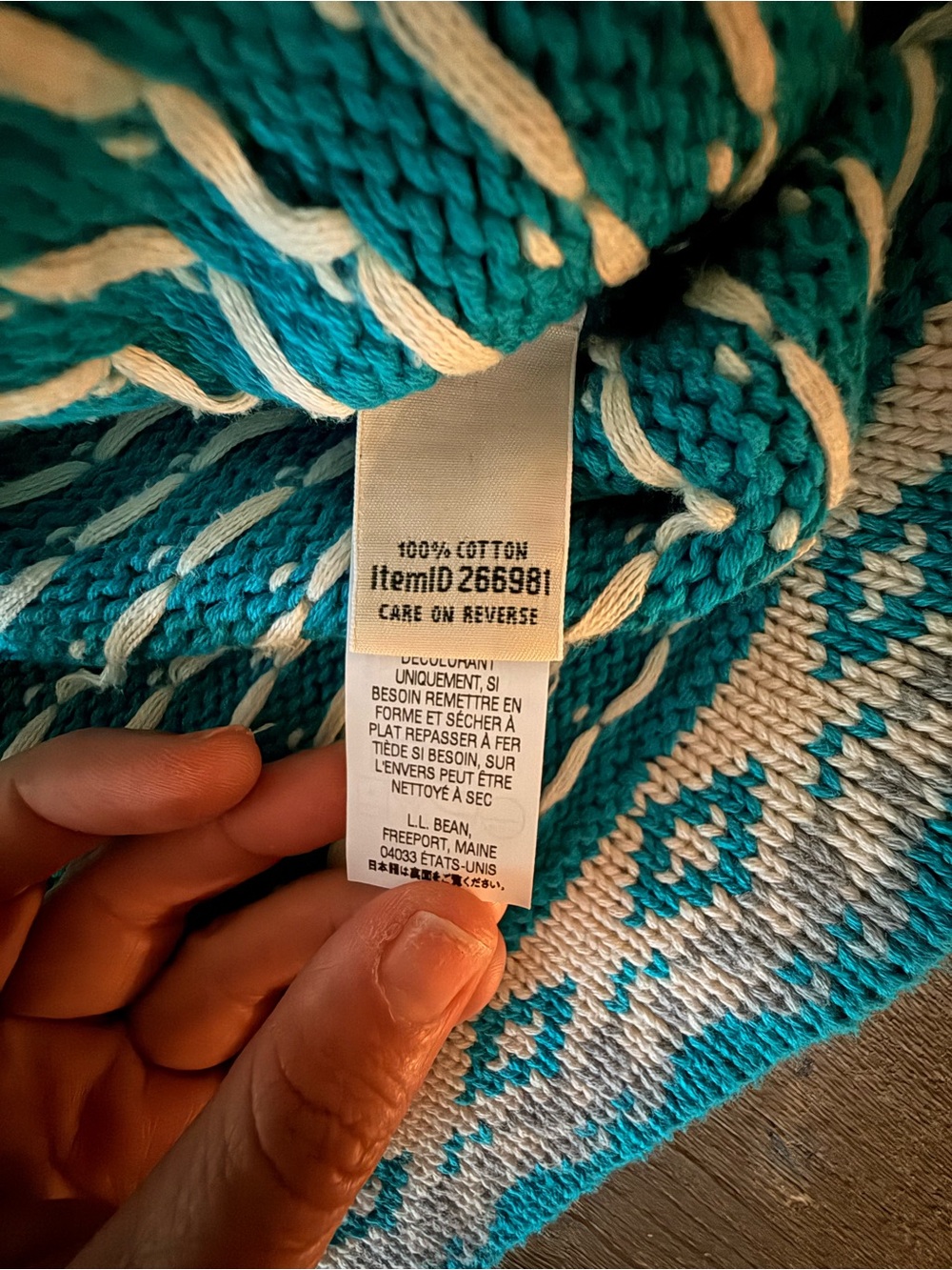 L.L. Bean Fair Isle Nordic Cardigan Sweater 100% Cotton size XL - Picture 5 of 8